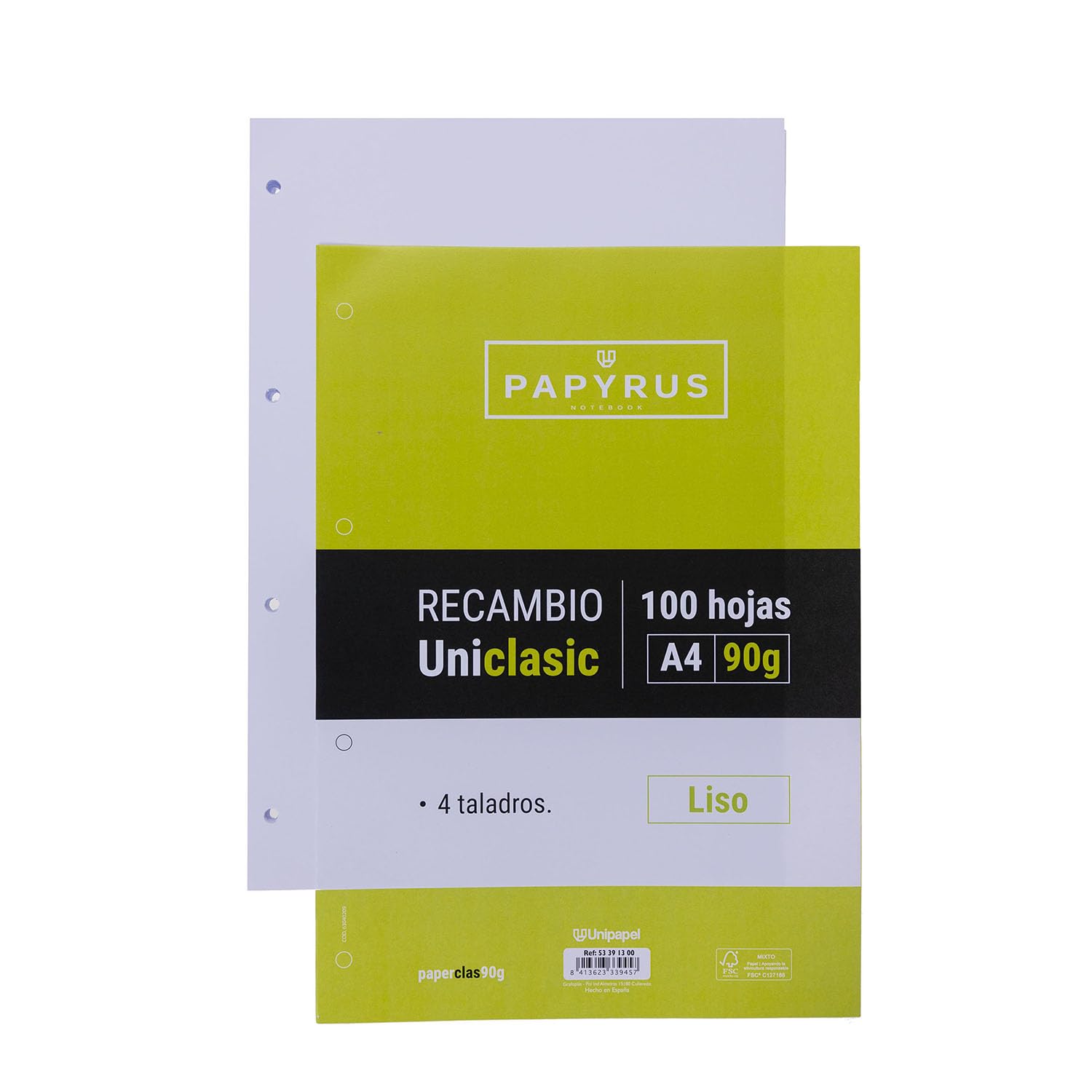Unipapel A4 Lisci Ricambio 100 Fogli 90 g Carta Certificato FSC Bianco