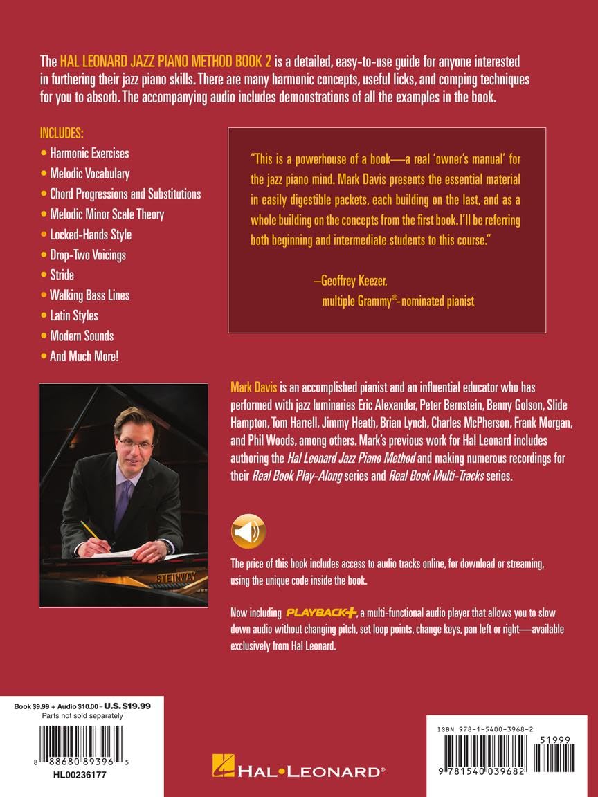 Hal Leonard Jazz Piano Method - Book 2 the Player's Guide to Authentic Stylings Book/Online Audio