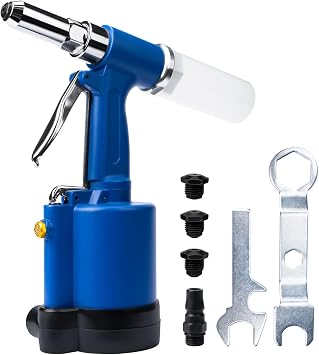 Pneumatic Pop Rivet Gun Hydraulic Air Rivet Tool Kit with 3/32-inch 1/8-inch 5/32-inch 3/16-inch Nosepieces