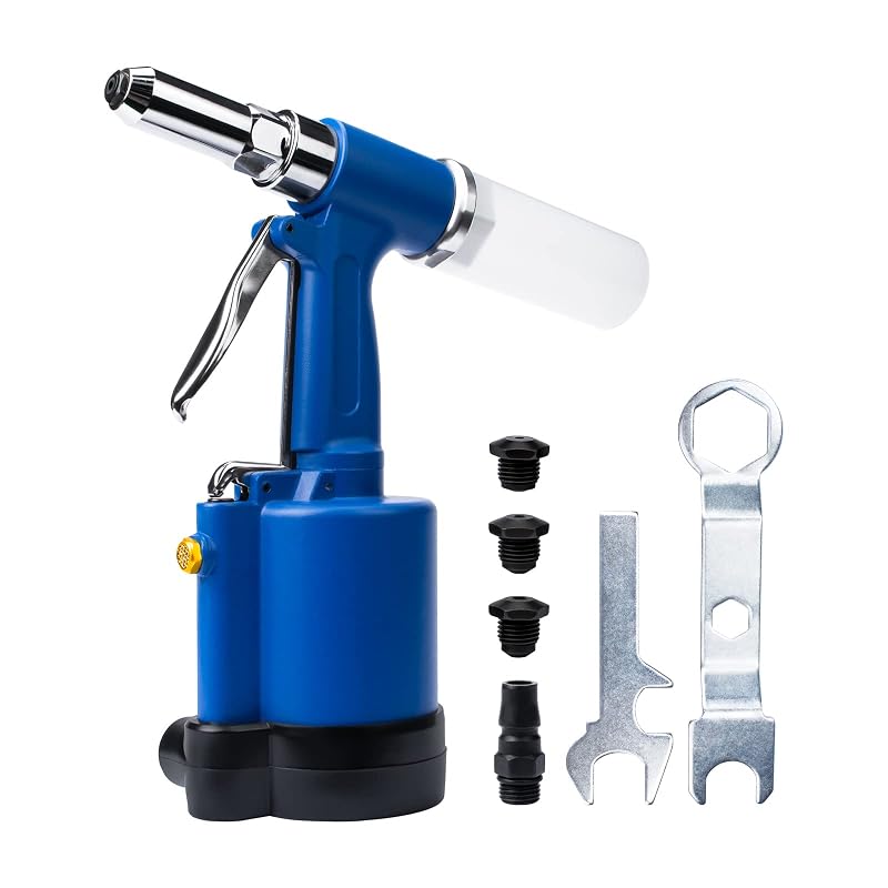 Rebitador pneumático para rebites de alumínio, ferro e aço inoxidável INPANOLS ART-18-Blue com 4 bicos