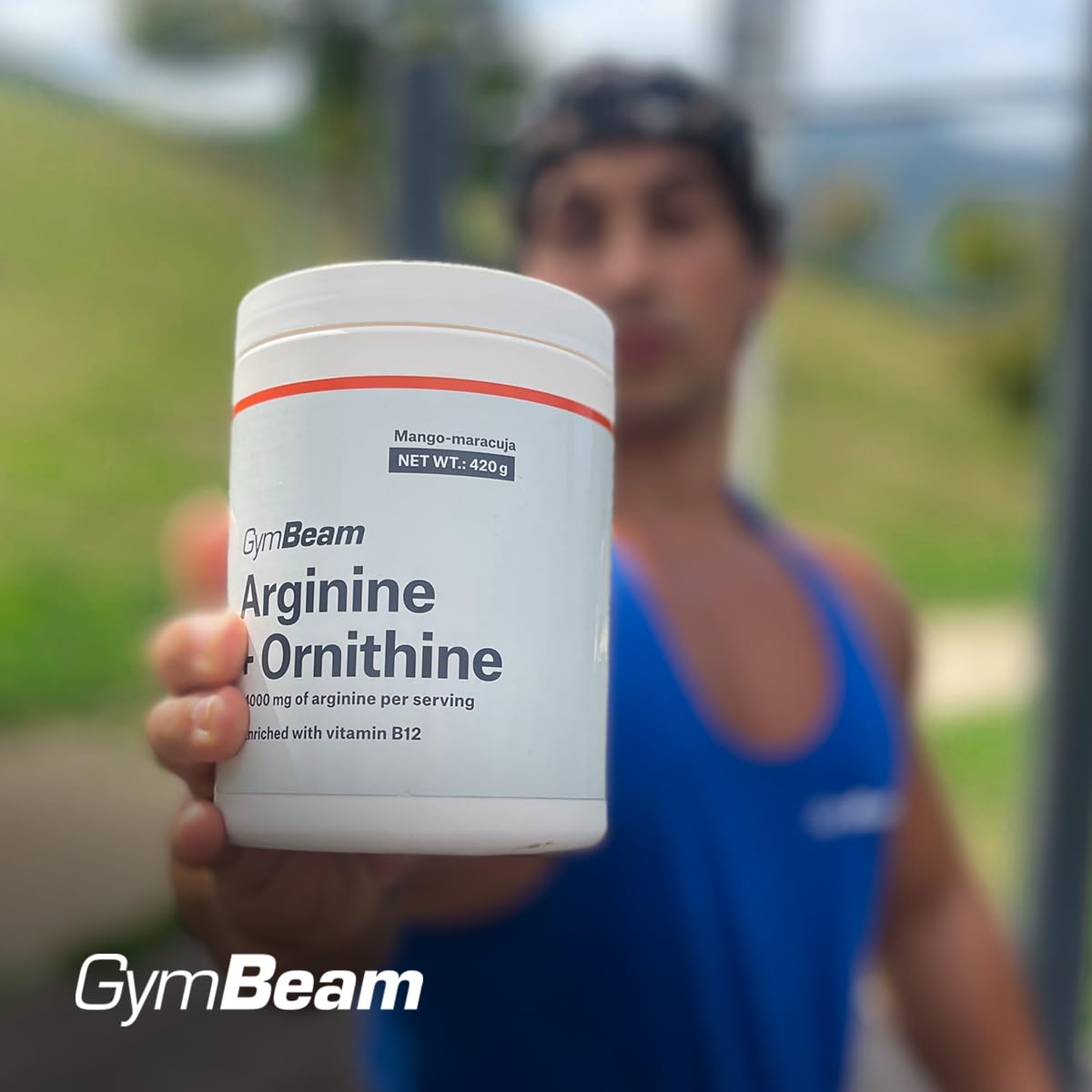 GymBeam L-Arginina + Ornitina, Integratore Funzionale con Vitamina B12, Benefici per Flusso Sanguigno Muscolare, Riduzione della Fatica, per la Salute della Psiche (420 g, Mango-Maracuja)