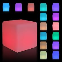 12-inch Cube Lights, Rechargeable LED Cube Chair with Remote, 16 RGB Colors Night Light, IP54 Waterproof Glow Lamp Seat for Home Patio Garden Party Game Atmosphere 12inch