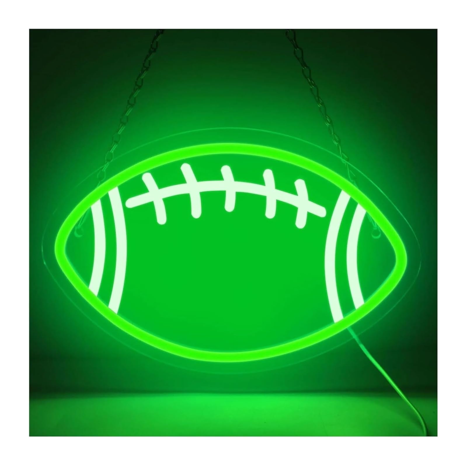Generico Per insegne al neon Decorazione per feste Rugby per Forma di calcio LED(Verde)