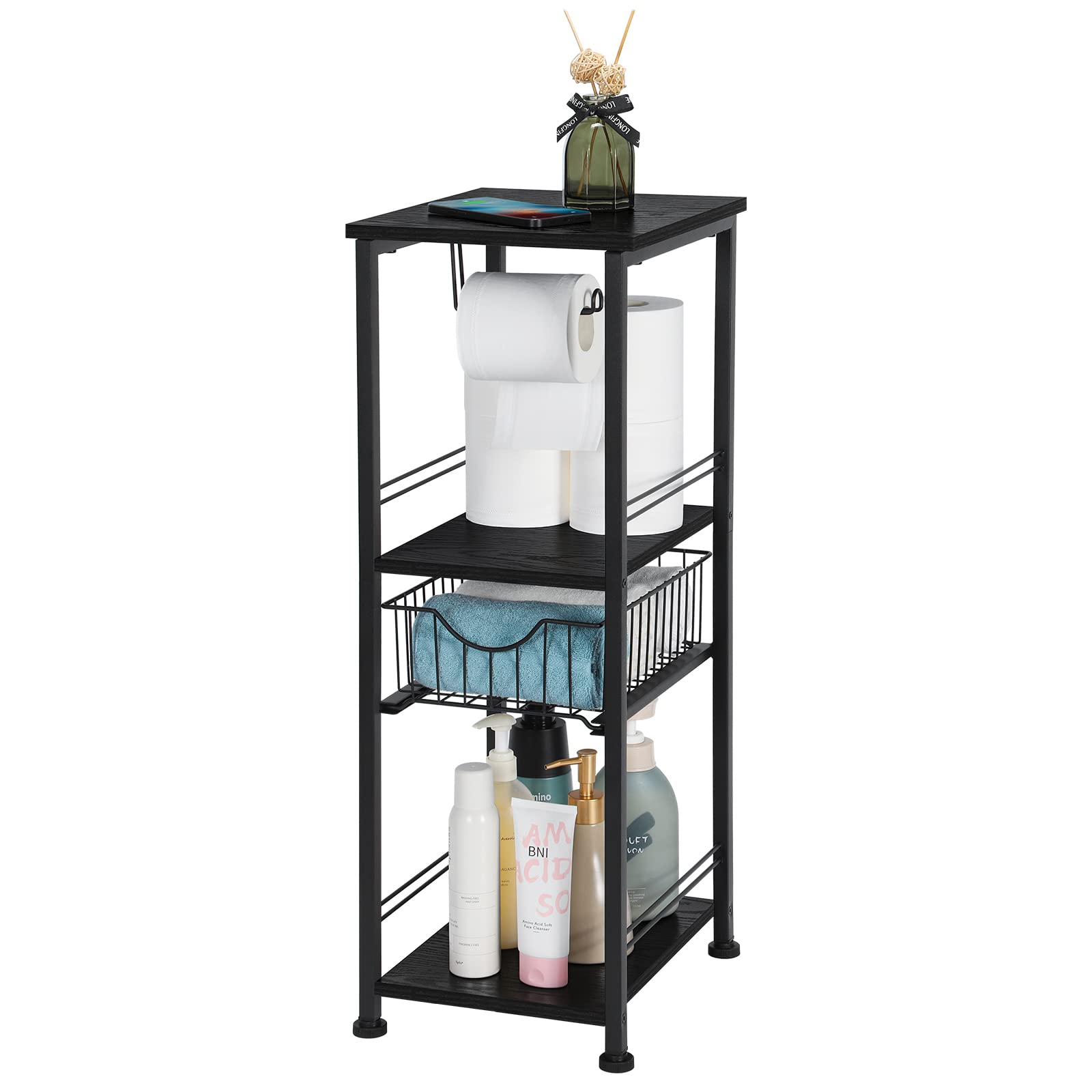 Bathroom Shelf 3 Tier Bathroom Storage Freestanding Tower Rack