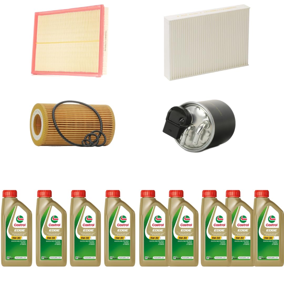 KIT TAGLIANDO COMPLETO FILTRI + OLIO CASTROL 5W30 COMPATIBILE CON MERCEDES VITO W447 114 CDI 100KW 136CV