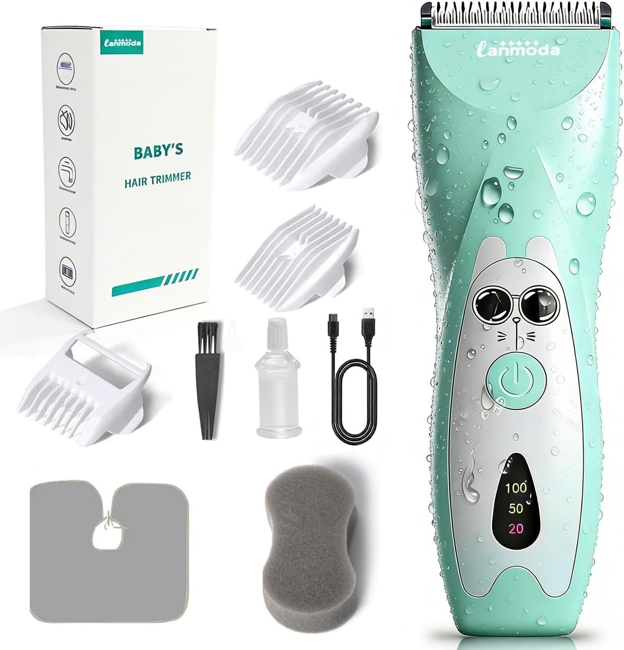 Baby Hair Clippers, Coldless Quiet Hair Trimmer Shaver for Toddler Children with Autism, Waterproof Rechargeable Haircut Kit for Infant Kids Ceramic Blade