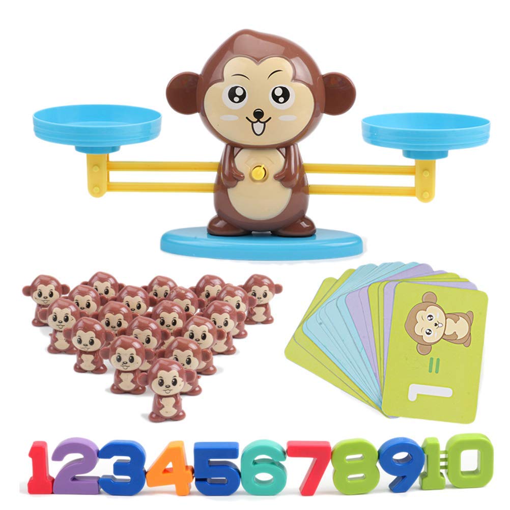 Queta Giochi Conteggio Bilancia, Montessori Bilancia per Bambini Gioco Educativo per Sviluppare Intelligenza e Coordinazione Occhio-Mano(Set di 60 Pezzi)