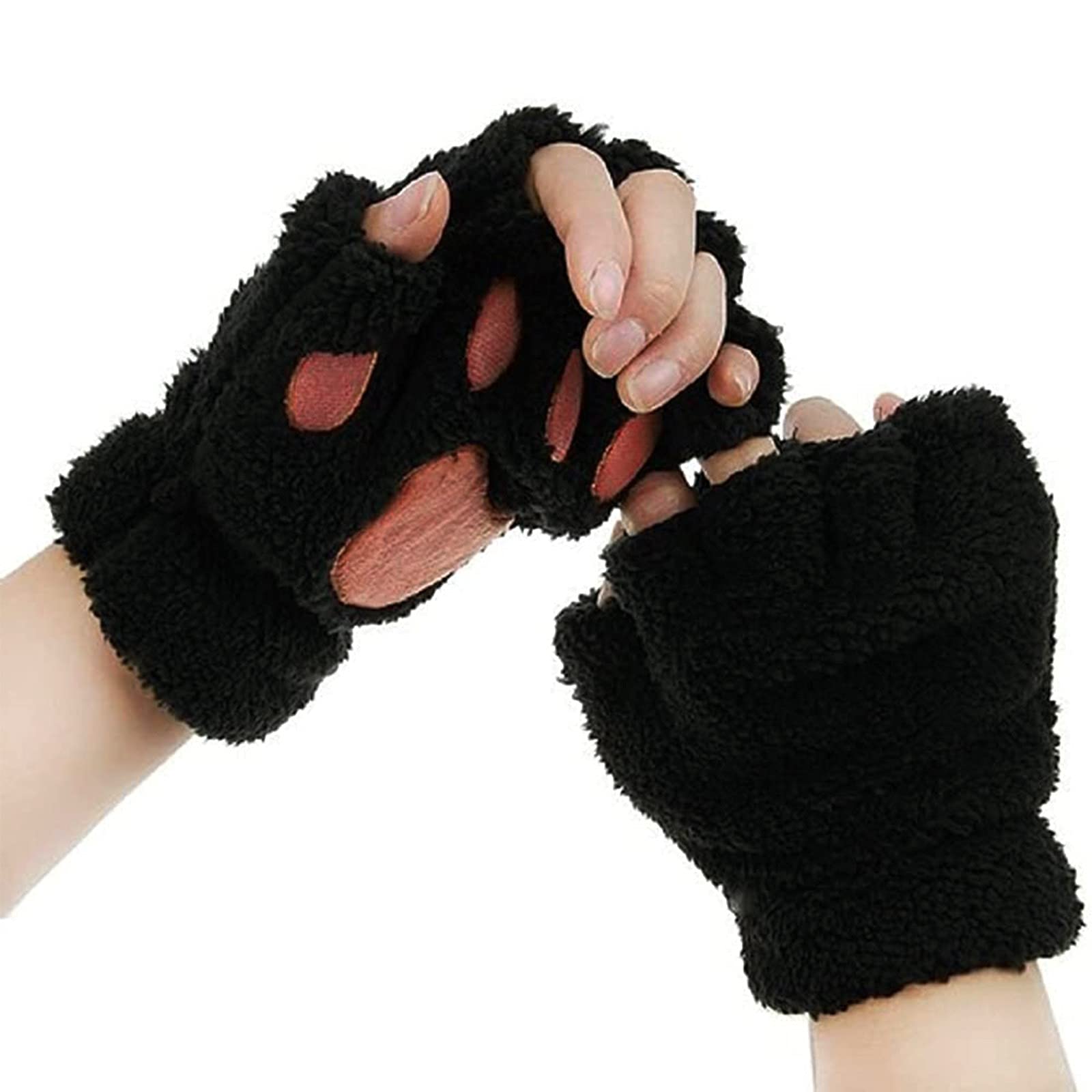 Generisch Fingerlose Katzenpfoten Handschuhe, Süße furry paws handschuhe, Fellzeug, Katzenpfotenhandschuh, Halloween Kostüm, Neuartige Kleidung, Cosplay Zubehör