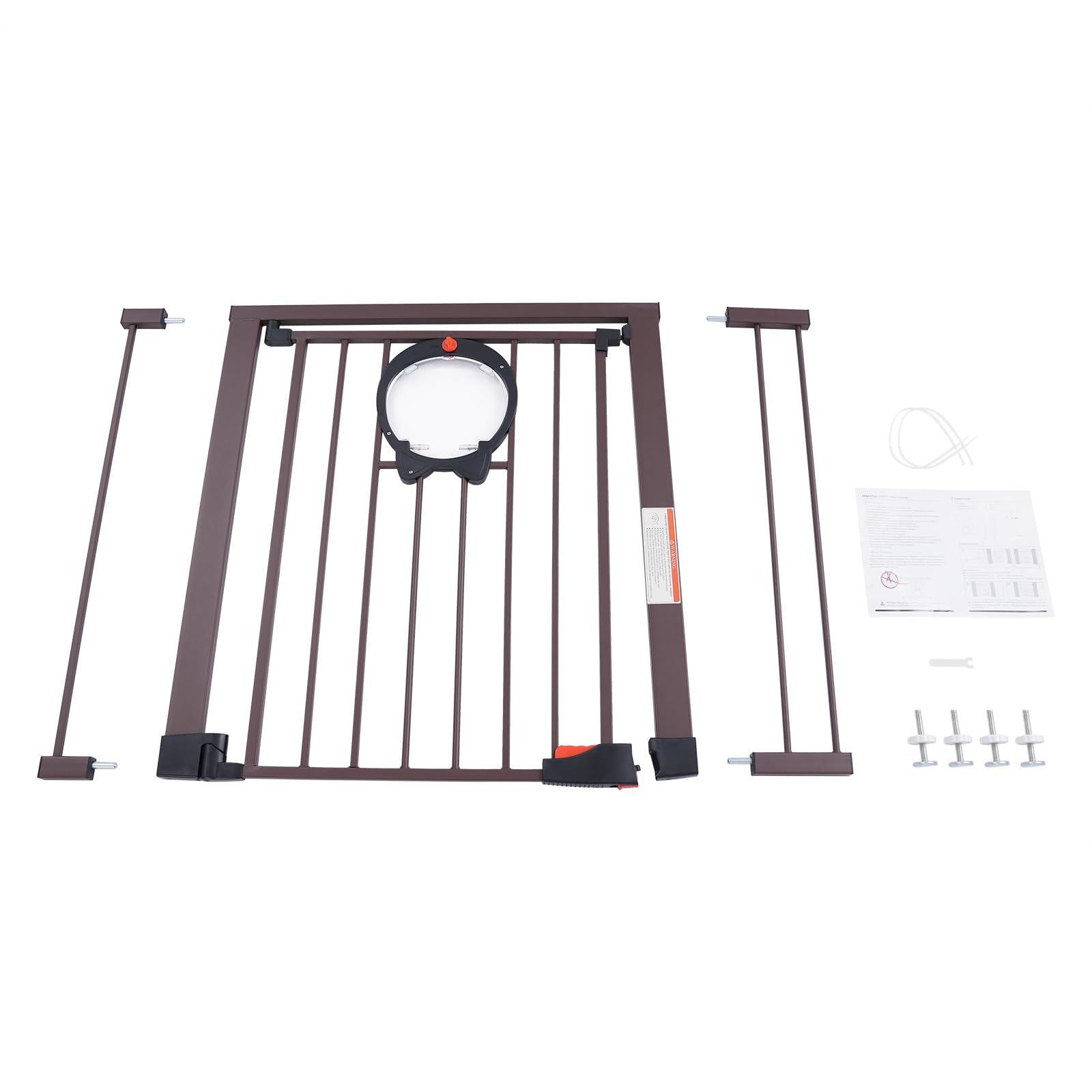 Barrera de seguridad para niños, 93 x 76 cm, para sujetar o perforar, para balcones, entradas, pasillos o aberturas de puertas (café)