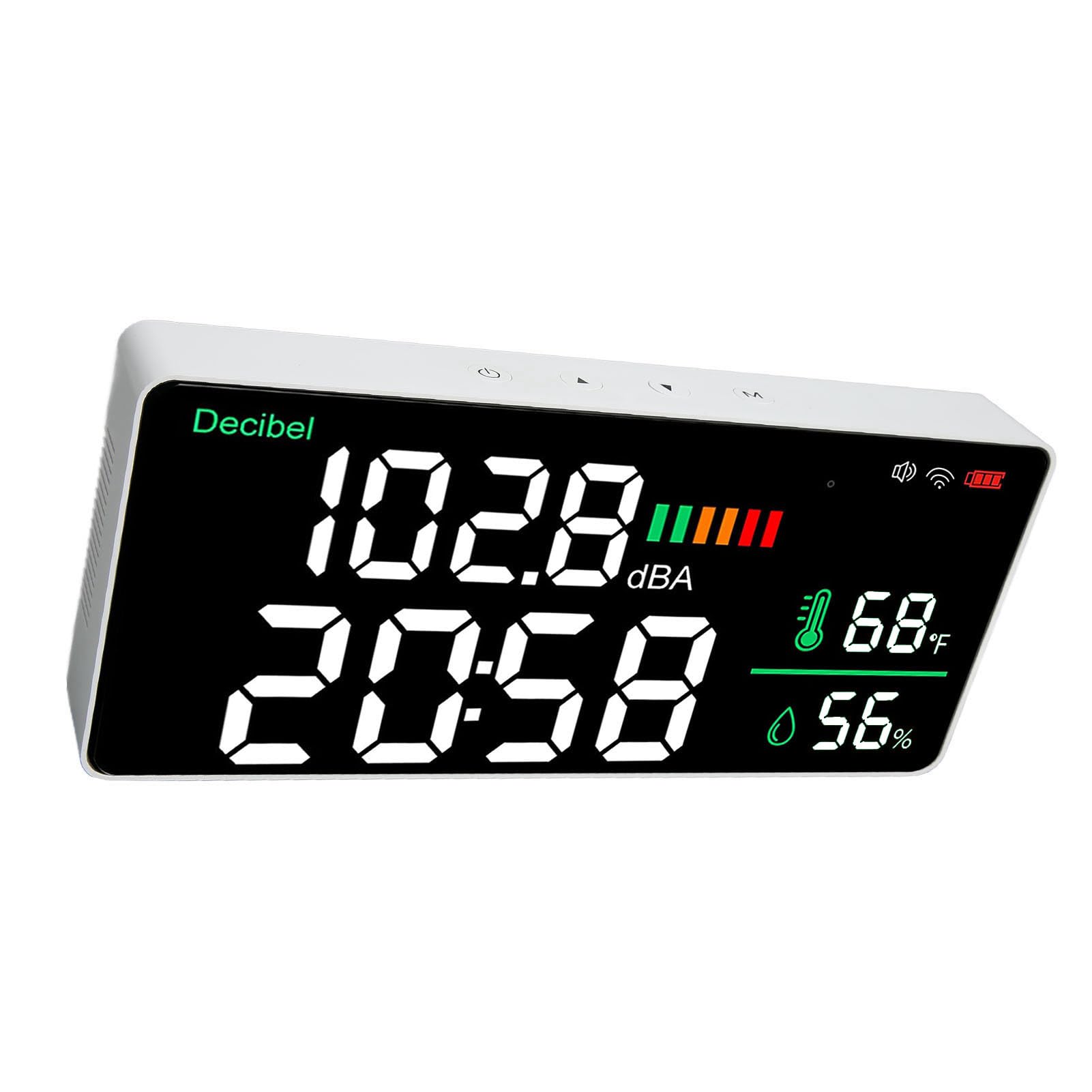 Dezibelmesser WiFi Wand Montiert 11 Zoll LED Temperaturfeuchtigkeitszeit Anzeigeschallmesser 4 in 1 Geräusch für Innenbereich