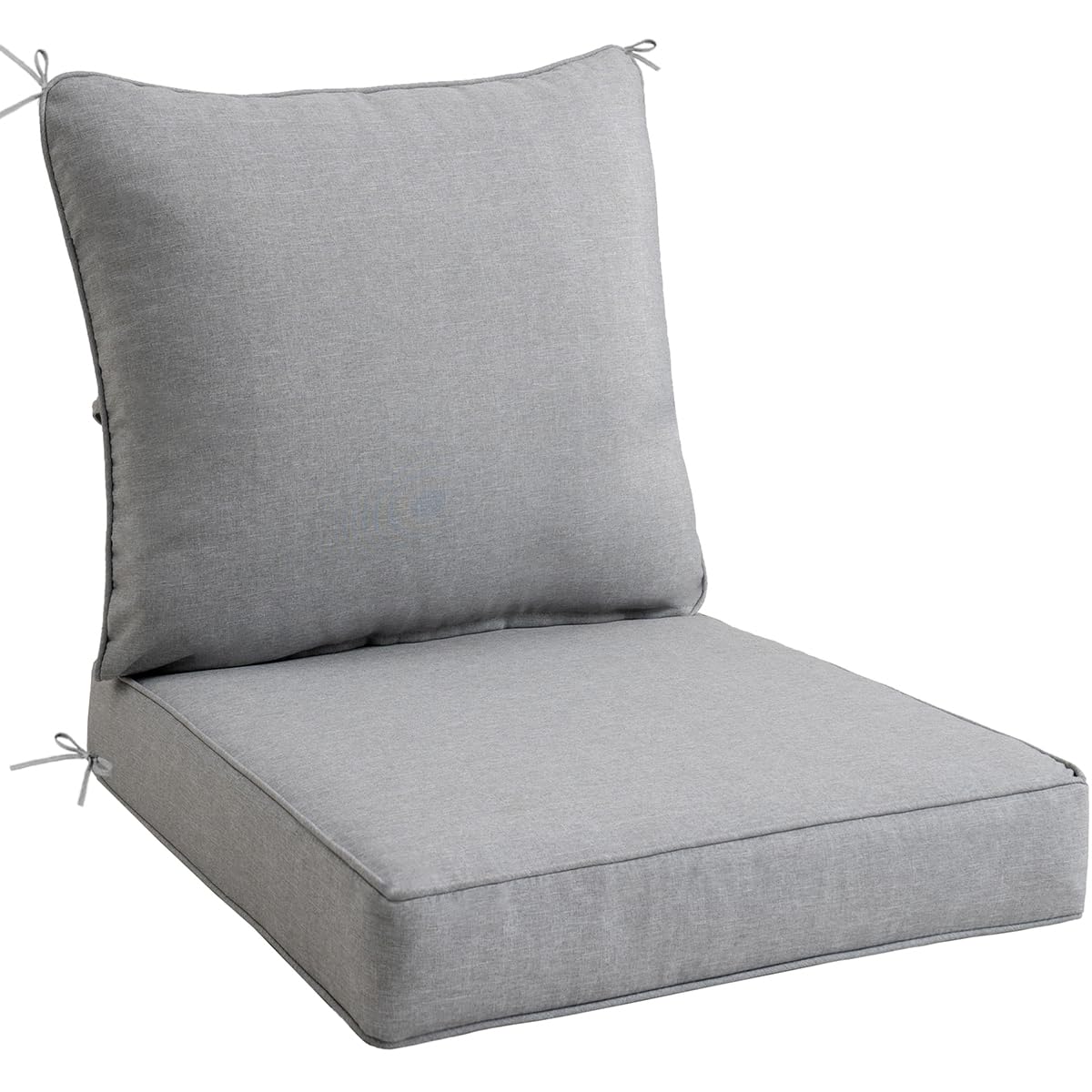 Sundale Outdoor Olefin Deep Seat Cushion, Patio Chair Cushion and Pillow, Water-Resistant Sectional Sofa Pad with Straps Light Gray, 24 x 24 x 4