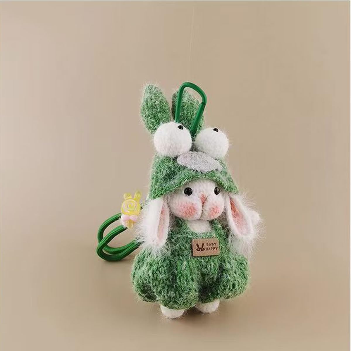 Green Mini Wide-Eye Bunny Tangsugar Rabbit Doll Keychain - Cute Plush Bag Charm Luxury Gift for Keys & Bags
