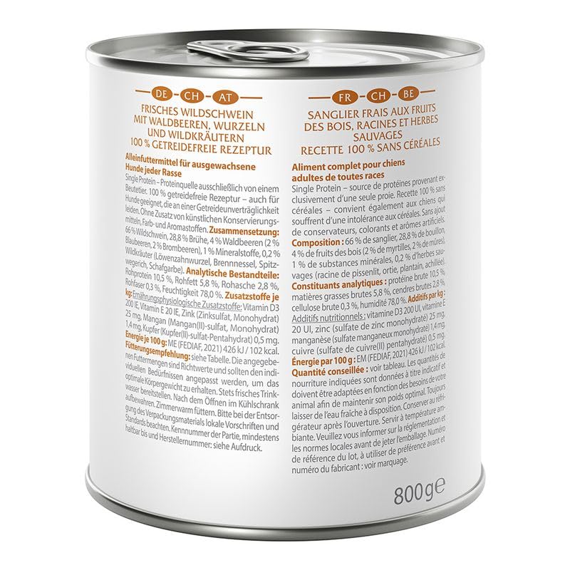 Wolf of Wilderness Adult - Single Protein 6 x 800 g | Oak Woods - Wildschwein | Nassfutter Hund