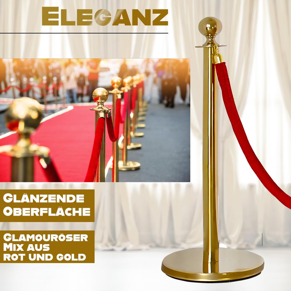 4 części Queue Bariera Bariera Kontrola Miejsca Stoisko Bezpieczeństwo Liny Pasy Czerwone Złote V2Aox