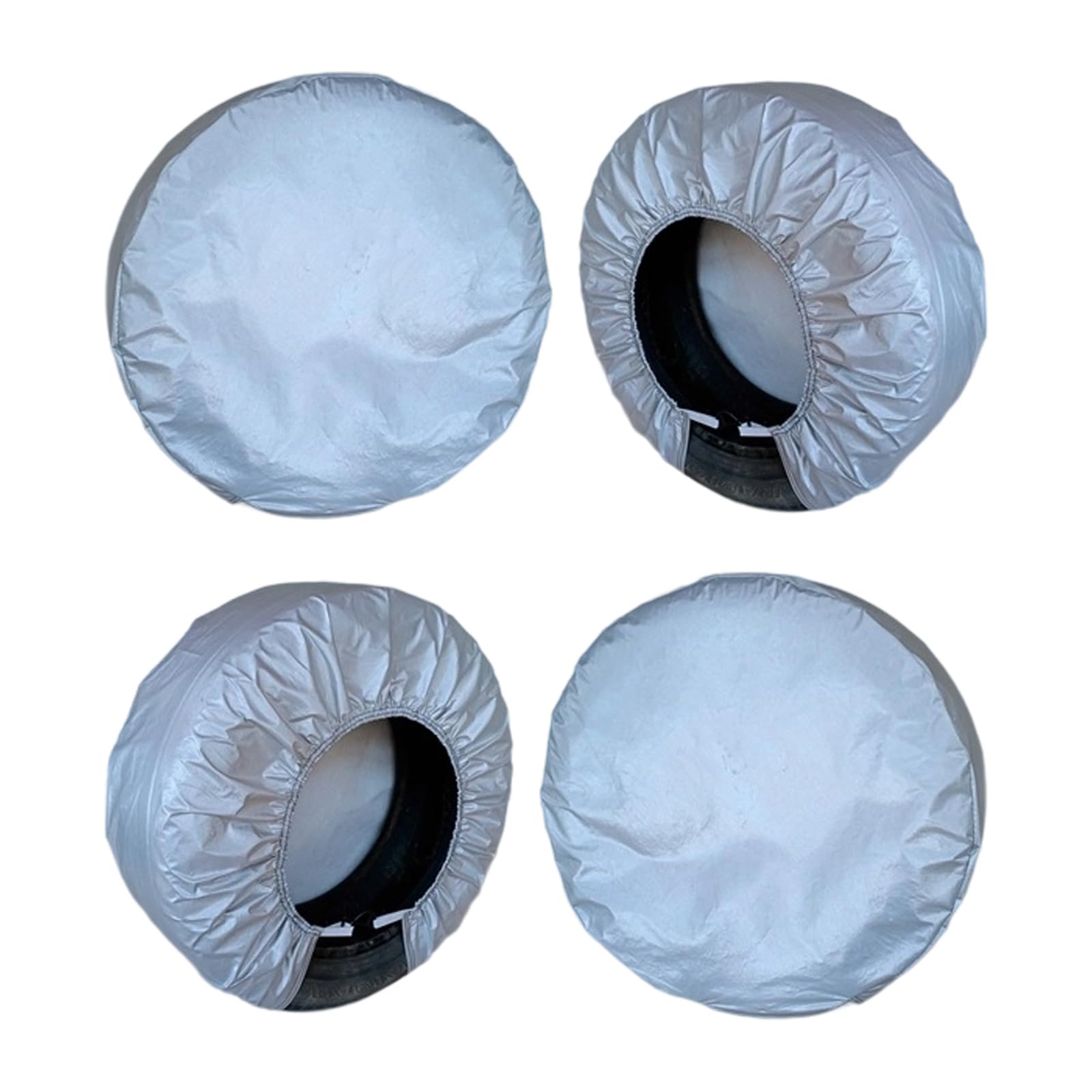 Paquete de 4 protectores de rueda plateados para camiones, autocaravanas, remolques, diseño fácil de poner y quitar, resistente a la decoloración