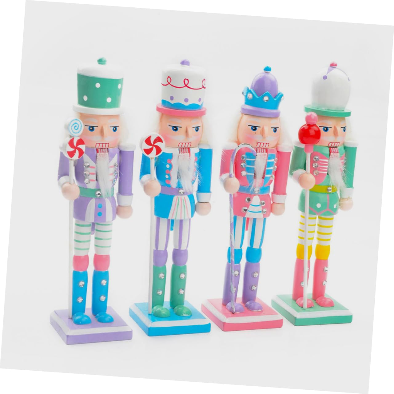 4 Sztuki Figurki Dziadka Do Orzechów Bożonarodzeniowych 18 Cm Drewniane Ozdoby Świąteczne Na Imprezę W Domu I Biurze