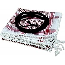 Middle Eastern Red &amp; White Kafiya Keffiyeh Kufiya with Aqal Rope
