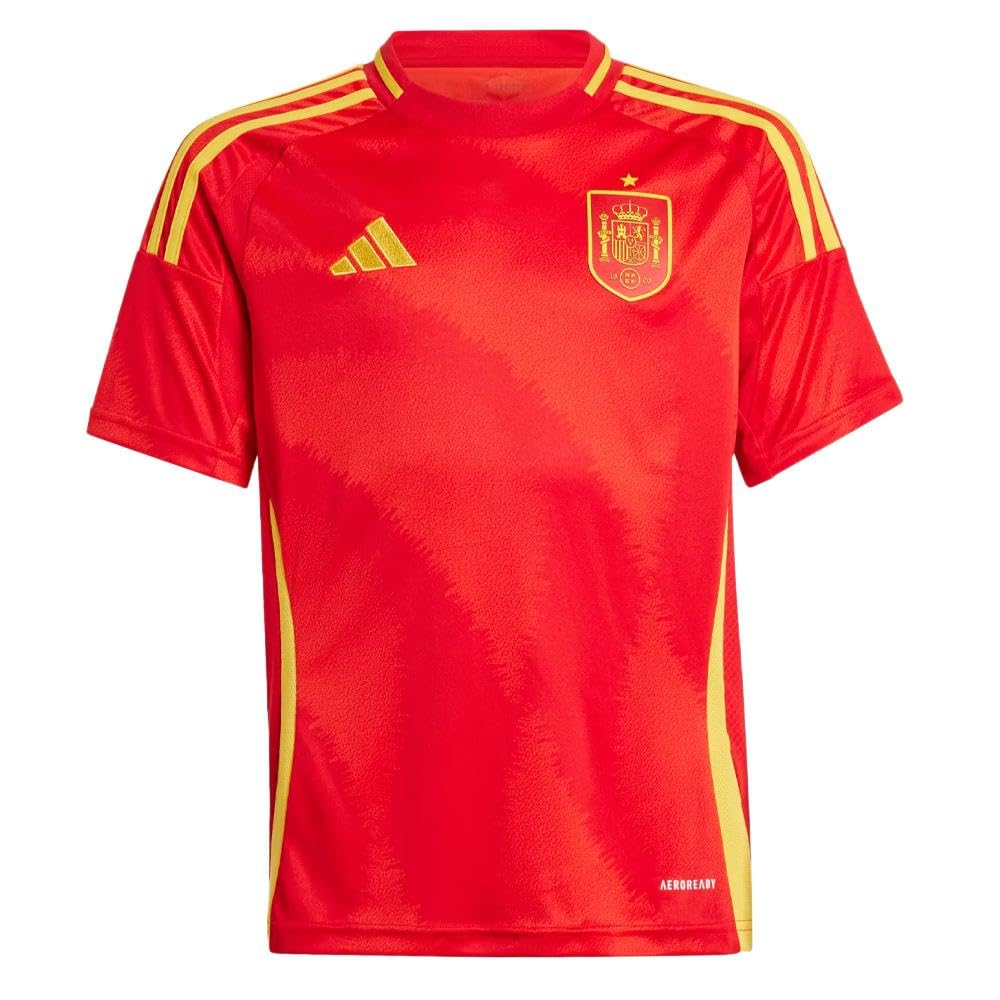 '24-'25 Spain Home Shirt (Kids) Polyester Made By: Adidas Unisex Kids Red Size 7-8