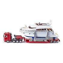 siku 1849, Autocarro con yacht su semirimorchio ribassato, 1:87, Metallo e Plastica, Multicolor, Ruote in gomma