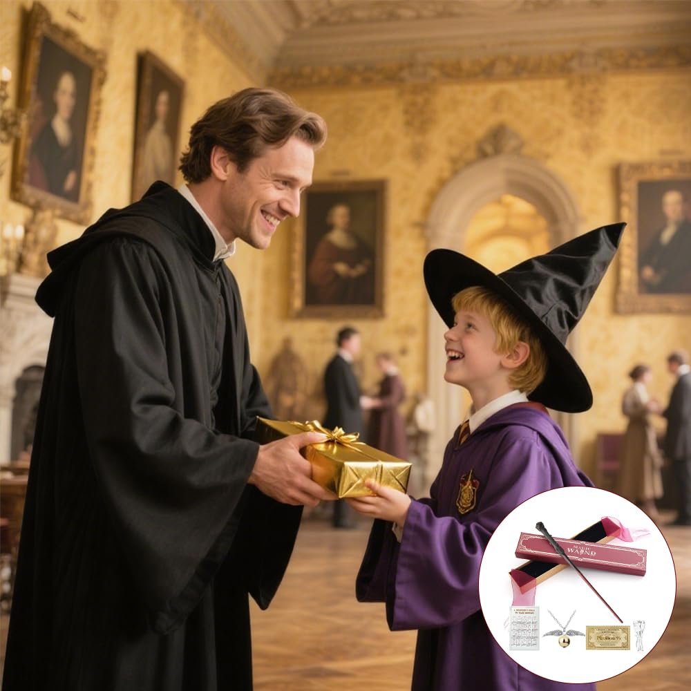 Harry P-otter Wand, 38CM Harry Light Up Wand, USB Charging Glow Magic Wand in Gift Box with Spell Card, Station Ticket - Image 4