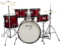 Bateria Acústica Infantil Junior 2T Vermelha com Banco New York