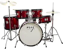 Bateria Acústica Infantil Junior 2T Vermelha com Banco New York