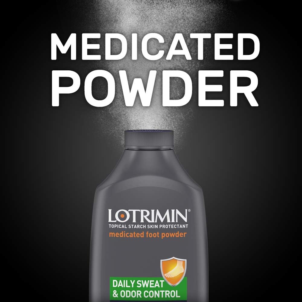 Lotrimin Daily Sweat & Odor Control Medicated Foot Powder, Topical Starch Skin Protectant, 6 Odor-Fighting Ingredients to Control Odor, 6.25 Ounce (177 Grams) Bottle (Pack of 3): Health & Personal Care