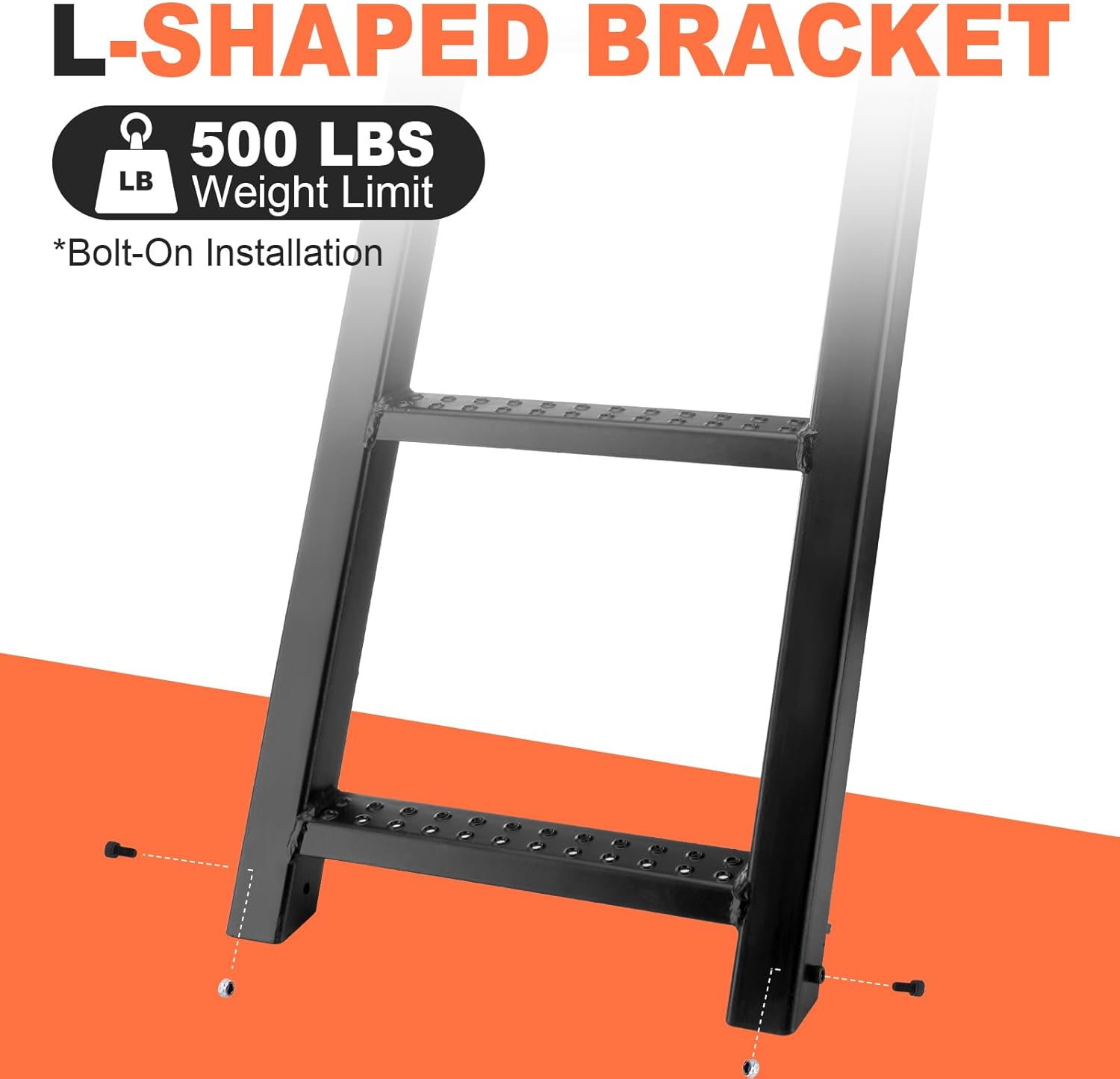 3-Rung Truck Retractable Steps for Pickup Trailer Bed Stepper Non-Slip Tread L-Shaped Bracket Black Flatbed Truck Hitch Ladder Universal