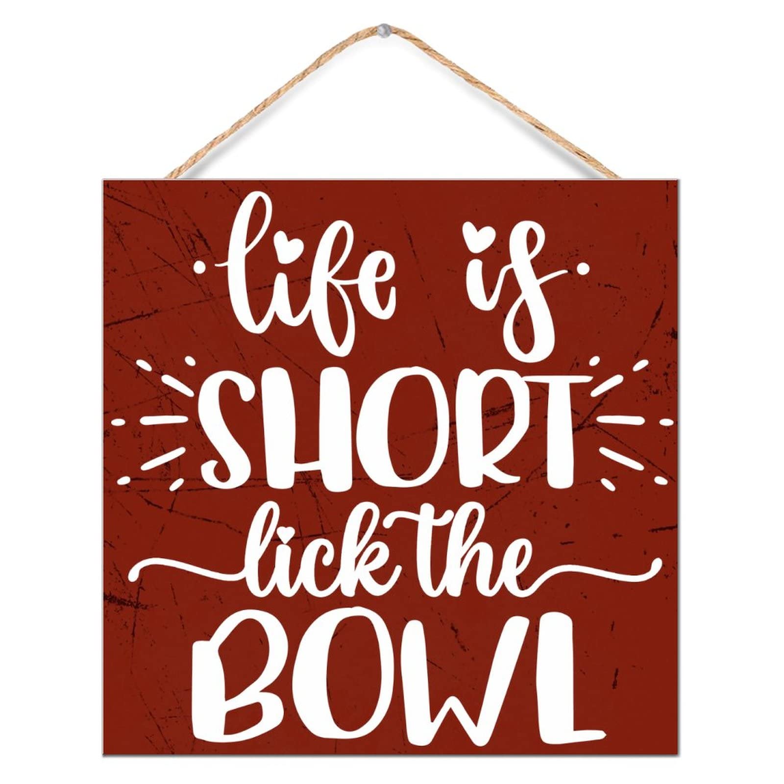 Plaque murale en bois Life Is Short Lick The Bowl 30 cm, panneau personnalisé d'entrée