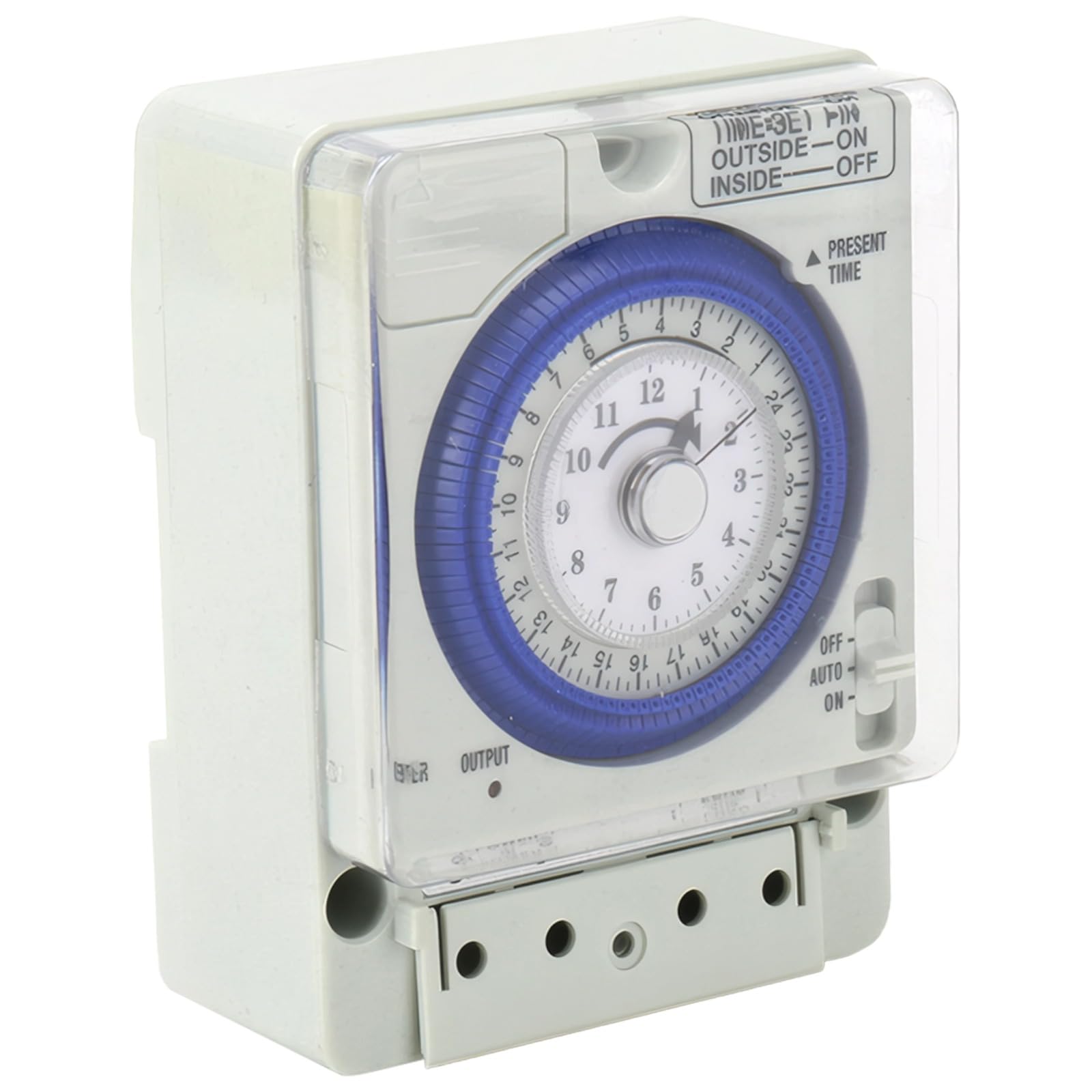 Mechanische Zeitschaltuhr 20 A 100-240 V AC, präziser mechanischer Einstellknopf mit klarer Skala, programmierbarer AC-Timer für Haushaltsstromsteuerung, kompakte Bauform, Staubschutzabdeckung