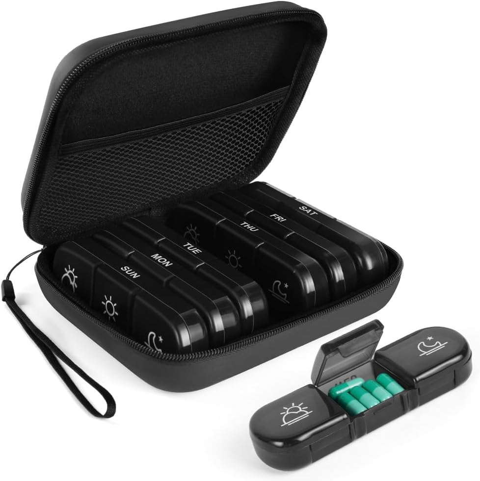 ACWOO Weekly Pill Box Organiser, Portable Travel Pill Boxes