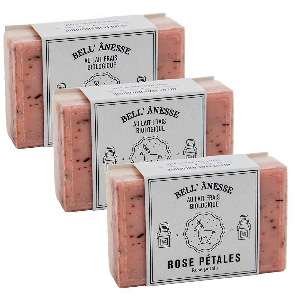 Label Provence Nature Label Provence - Double Sided Exfoliating French Soap Bar - For Softening, Moisturising and Nourishing All Skin Types - Rose