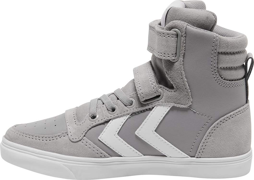 hummel Kids Slimmer Stadil Leather High Sneaker, Grey, Size 35