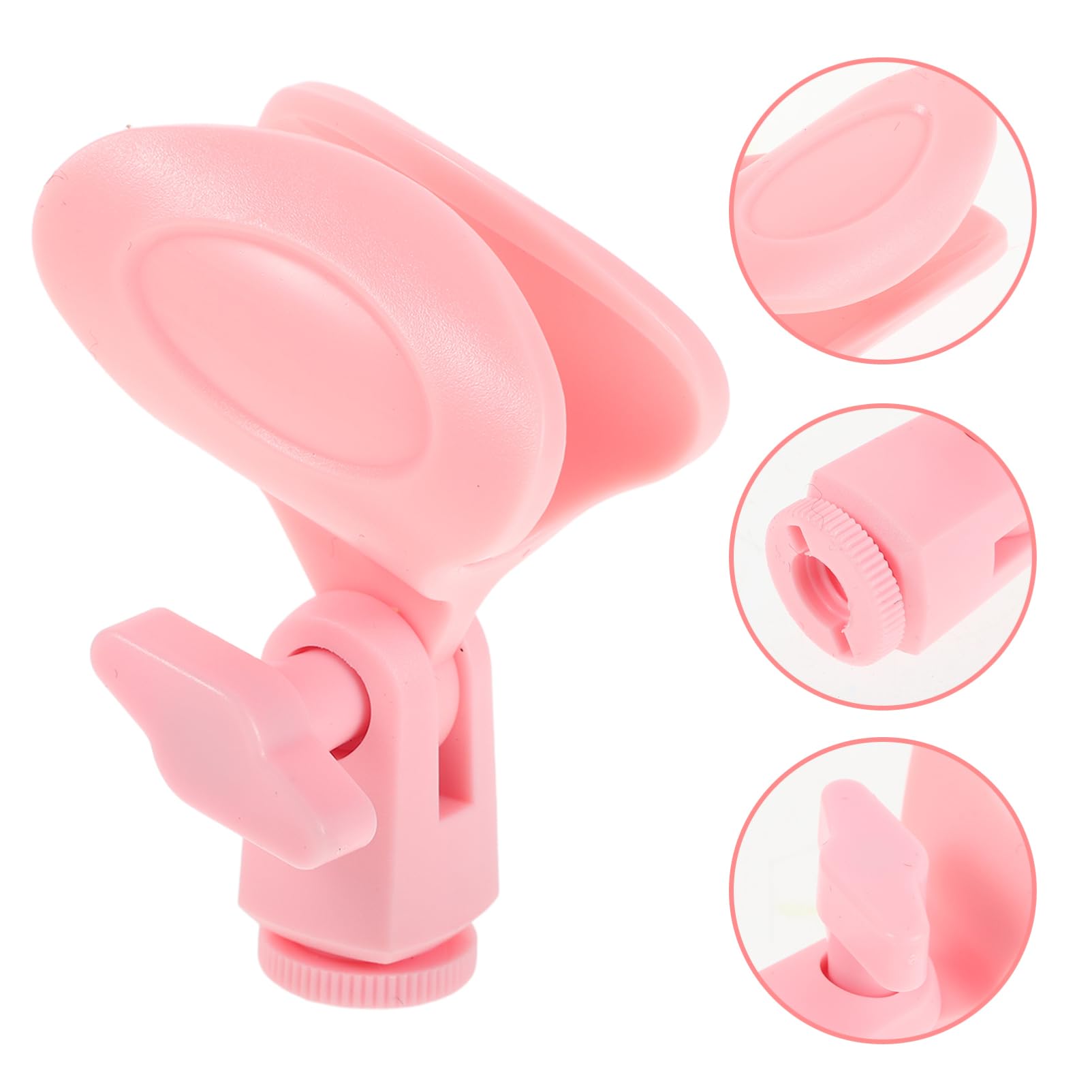 SUPVOX 5pcs Microphone Holder: Universal Plastic Mic Spring Clip with Adjustable Knob for Straight Broadcasting Stands - for Recording, Streaming, Podcasting, and Live Shows, Pink