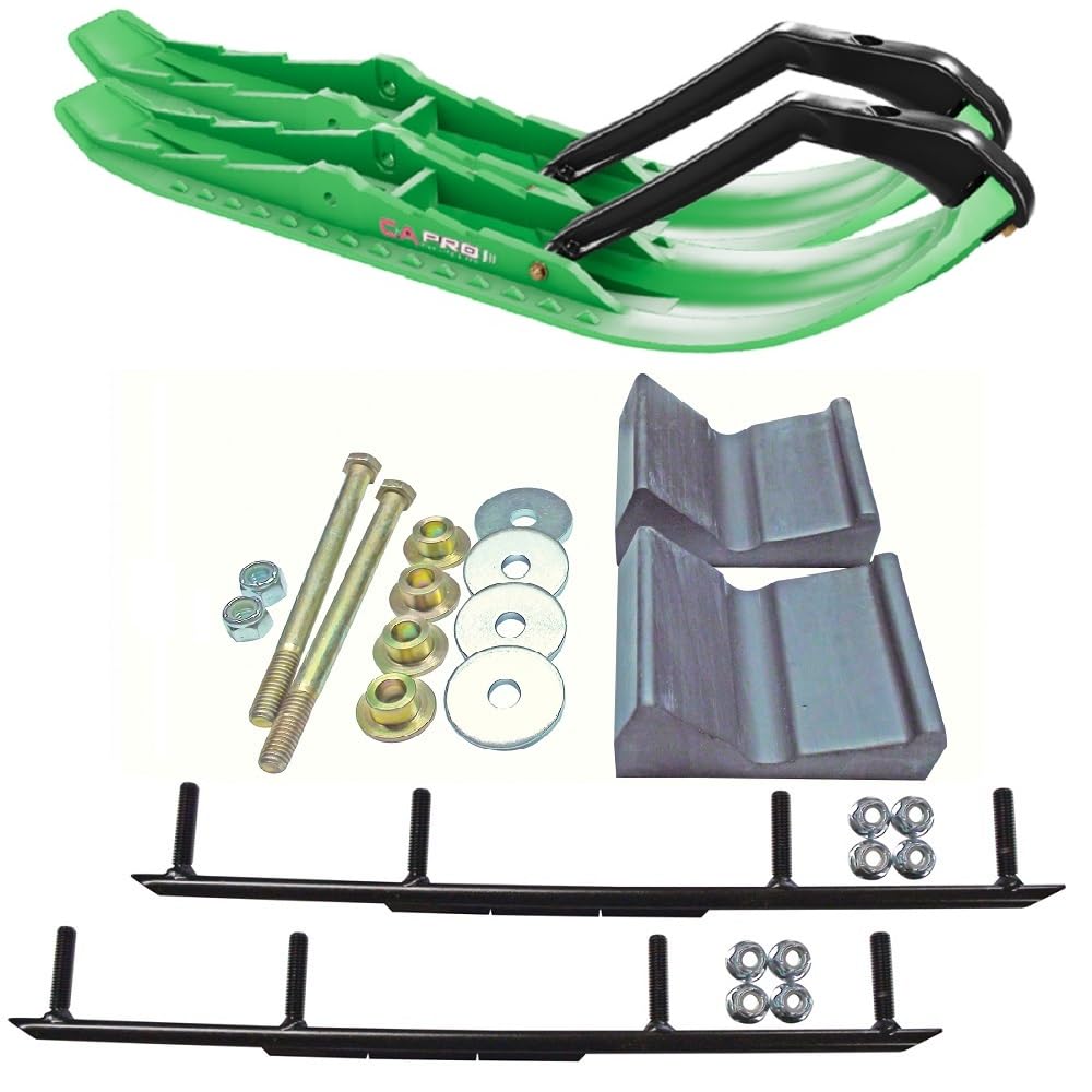 C&A Pro Green TMX Snowmobile Skis w/ 6