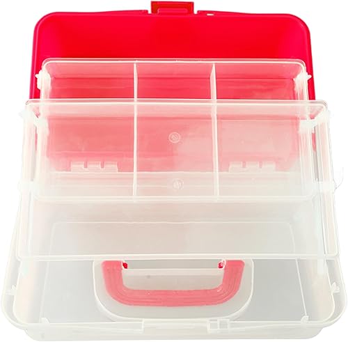 Miniatura 3 de Caja de almacenamiento de tres capas, caja de herramientas plegable de plástico, organizador multiusos portátil para accesorios cosméticos de arte y