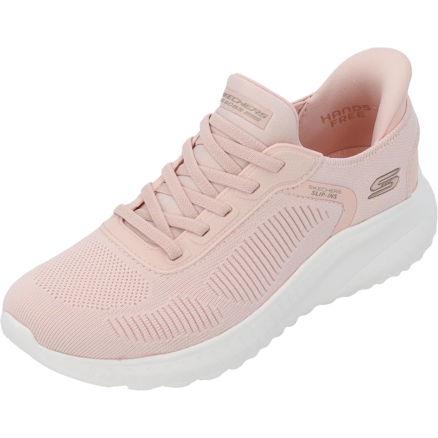 Skechers Women's Bobs Squad Chaos Current Muse Slip-in Trainers, Light Pink Textile, 5.5 UK