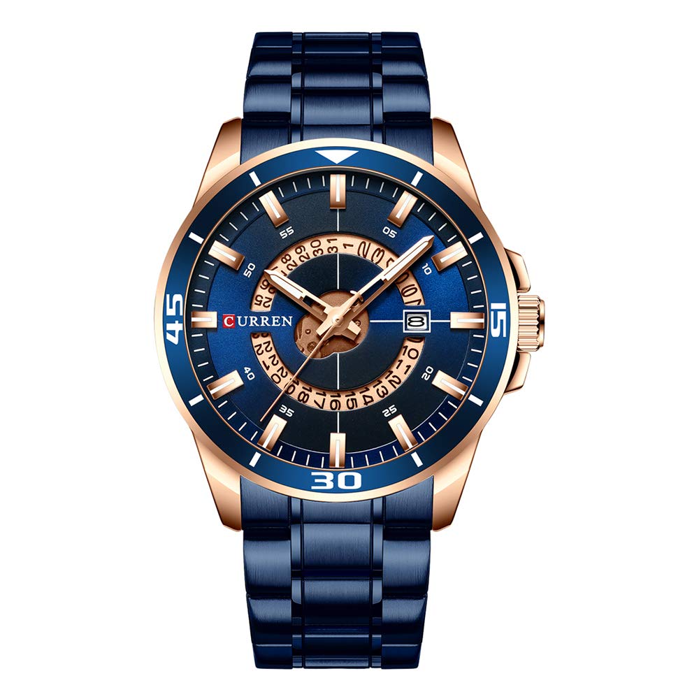 CURREN Men Watches Waterproof Analog Quartz Watch Business Stainless Steel Band Calendar Wrist Watch, bracelet (B08395PYM5) Amazon Price History, Amazon Price Tracker