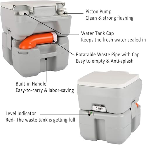 Miniatura 5 de VINGLI Combo de lavabo e inodoro portátil mejorado: estación de lavado de manos autónoma de 5 galones y inodoro de descarga de 5.3 galones, perfecto