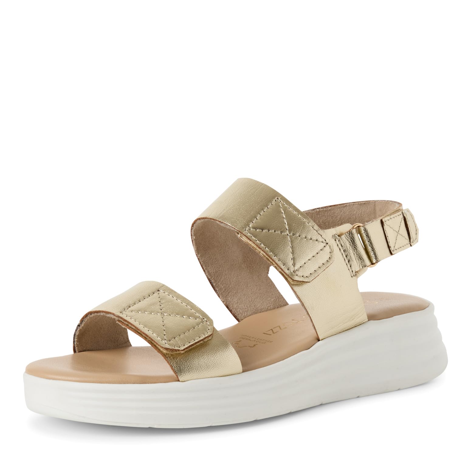 MARCO TOZZI Damen Sandalen flach aus Leder mit Klettverschluss