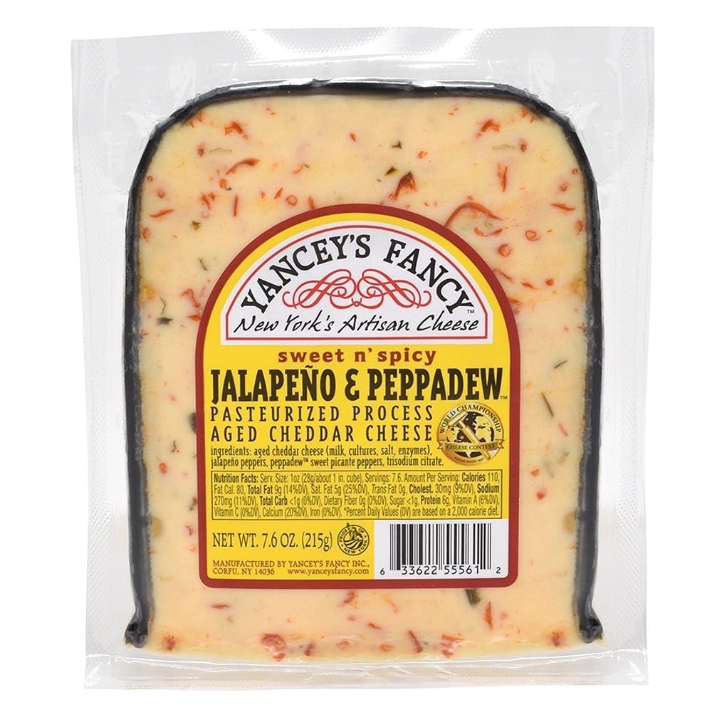 Yancey's Fancy Jalapeno Peppadew Cheddar Wedge, 7.6 OZ, 10 Pack