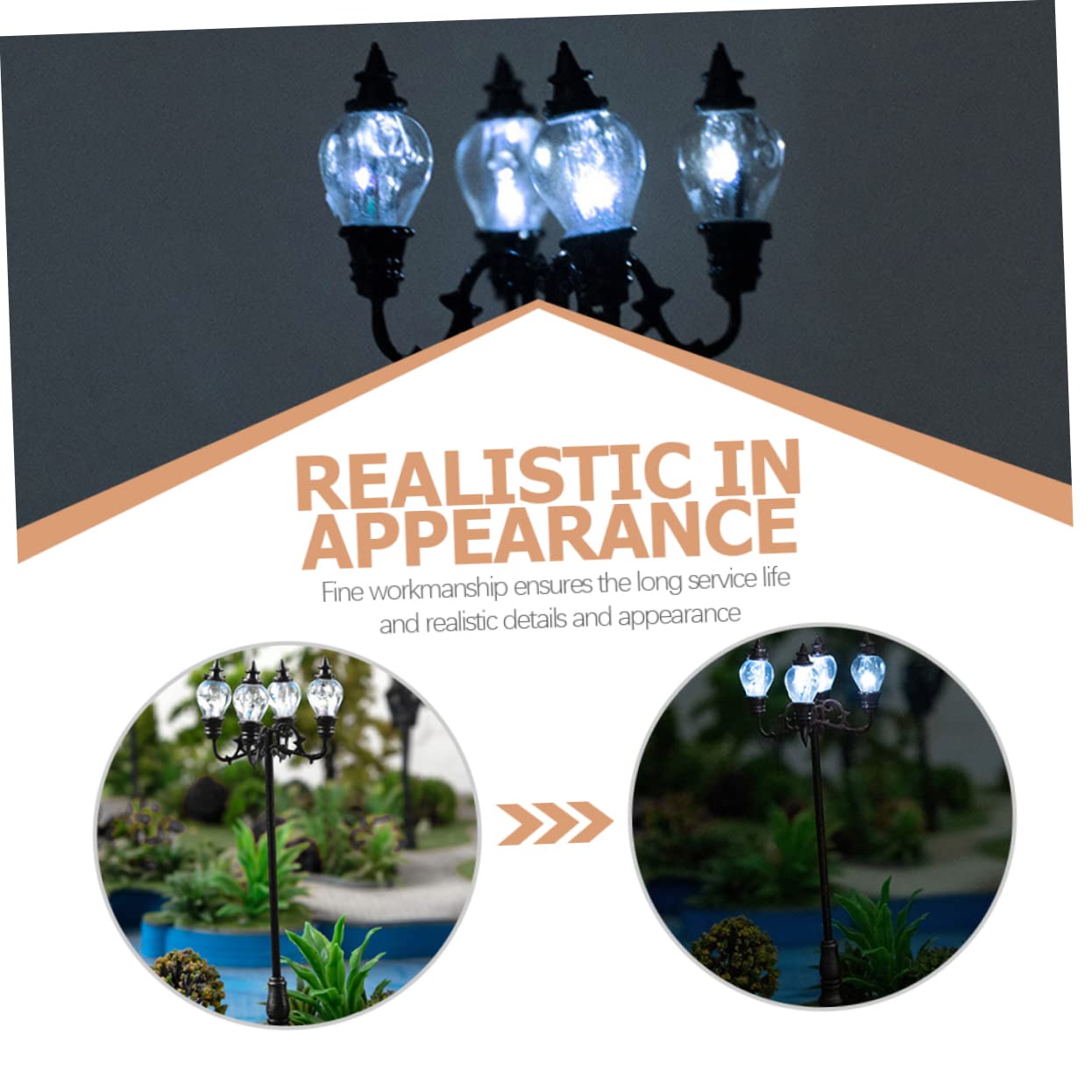 JOINPAYA 2pcs Miniature Garden Lamp Street Lamps for Dollhouse Decor and Sand Table Light Realistic Led Lighting for Miniature Landscapes and Projects