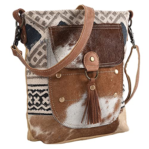 MESSENGER Upcycled Wool Canvas Hair-on Genuine Leather women bag western handbag purse2