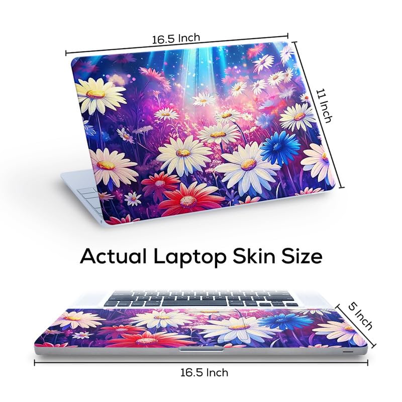 Image of Floral F44 Top+Wrist Pad Vinyl Laptop Skin /Sticker /Cover for 17 to 17.3 Inches Laptops Laminated-Removable-HD Quality Compatible for Hp-Dell-Sony-Lenovo-Asus etc.(16.5x11 Inches)