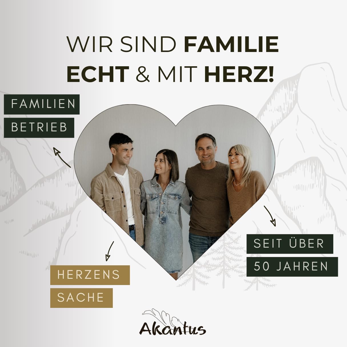 Akantus Krippe aus Holz: HL. Familie Natur mit Krippenbogen (13 cm)