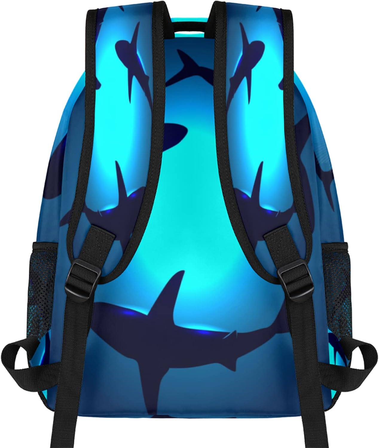 Floating Shark Backpacks for Girls Kids Boys, Ocean Shark Casual Lightweight School Bags Laptop Backpack Student College Bookbag Travel Hiking Daypack