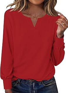 Sponsored Ad - Ivicoer Womens Long Sleeve Shirts V Neck Tops Business Casual Outfits Loose Fit Blouses 2025 Trendy Fall Cl...