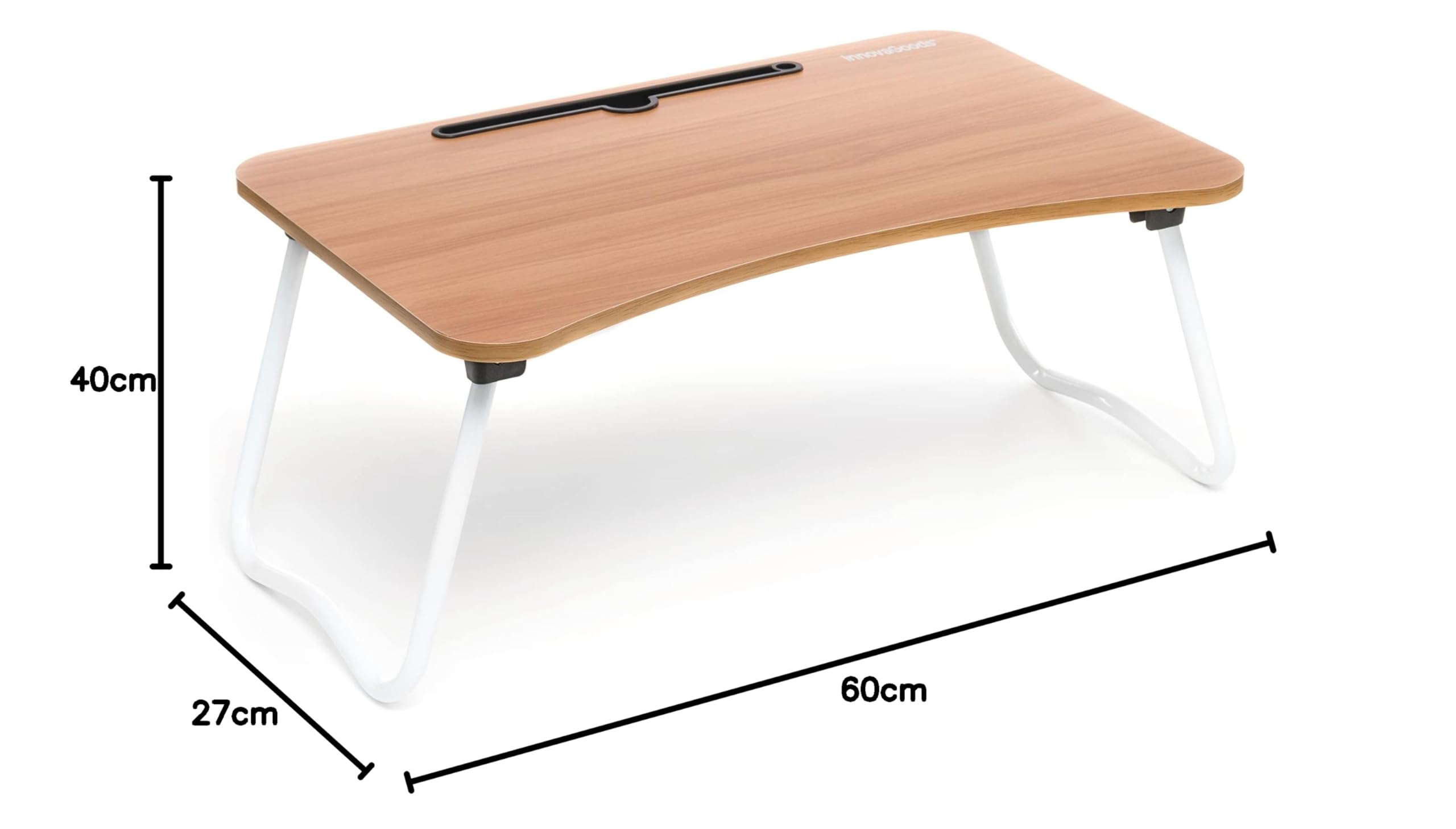InnovaGoods - Tavolo Pieghevole Multiuso Muvisk, Portatile per PC, Scrivania Regolabile, Supporto Tablet e Cellulare, Compatto e Leggero, Bianco, 60x27x40cm, Metallo