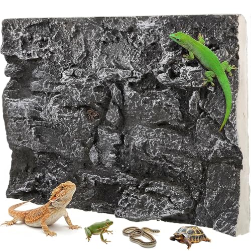 Toddmomy Rock Terrarium Background 3D Reptile Habitat Backgrounds, 17.7x11.8in Decorative Backdrop...