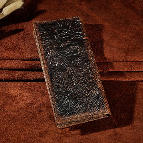Le'aokuu Mens Genuine Leather Bifold Checkbook Organizer Card Case Wallet Purse2